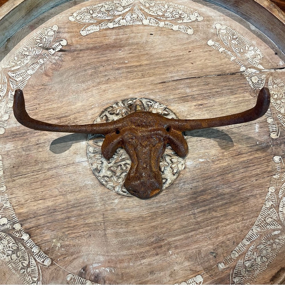 10” Rustic Aged iron steer wall hook